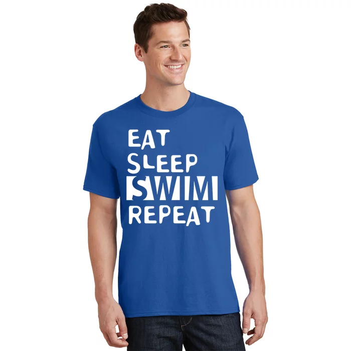 Eat Sleep Swim Repeat Varsity Swim Team Swimming Swim Mom Funny Gift T-Shirt