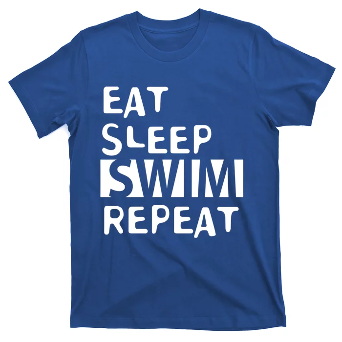 Eat Sleep Swim Repeat Varsity Swim Team Swimming Swim Mom Funny Gift T-Shirt