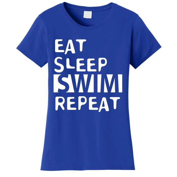 Eat Sleep Swim Repeat Varsity Swim Team Swimming Swim Mom Funny Gift Women's T-Shirt