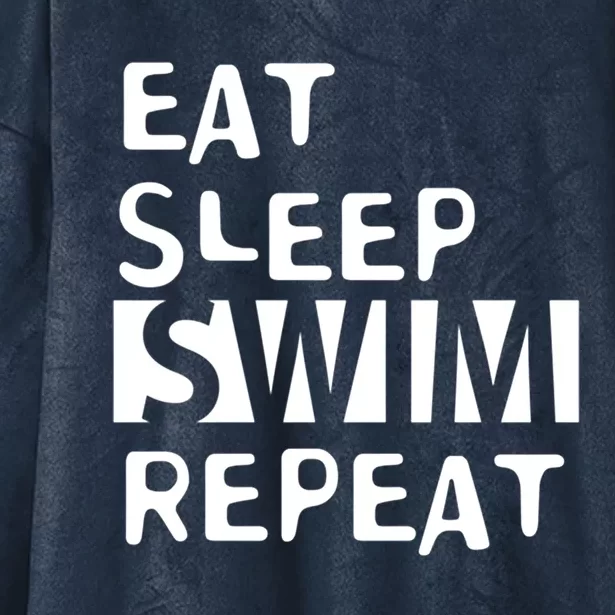 Eat Sleep Swim Repeat Varsity Swim Team Swimming Swim Mom Funny Gift Hooded Wearable Blanket