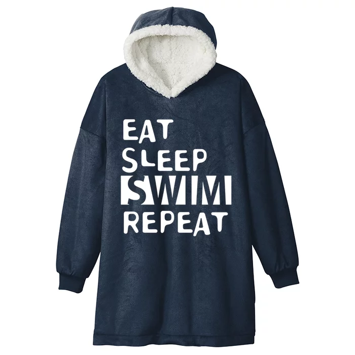 Eat Sleep Swim Repeat Varsity Swim Team Swimming Swim Mom Funny Gift Hooded Wearable Blanket