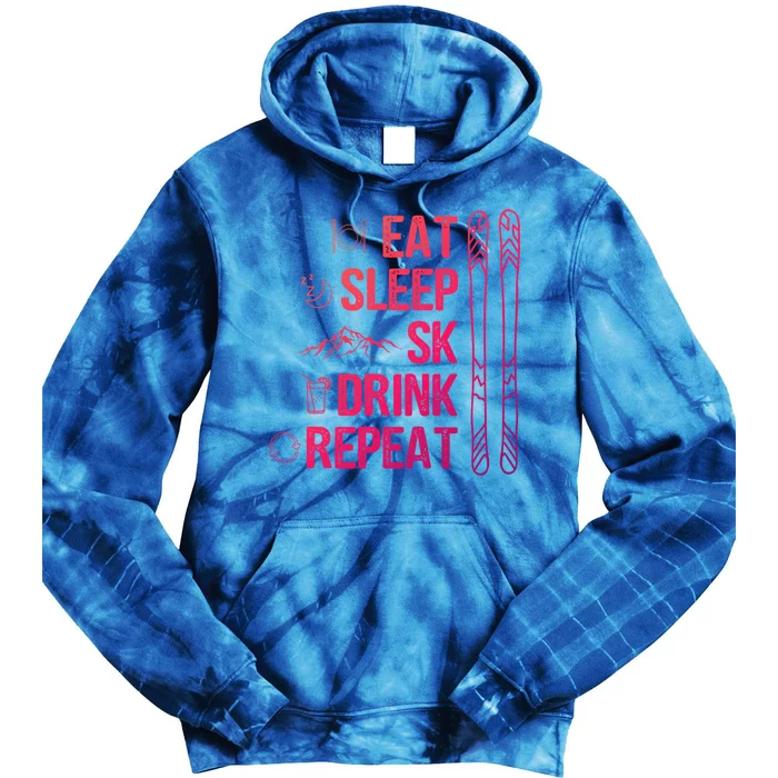 Eat Sleep Ski Ski Area Slopes Call Winter Sports Gift Tie Dye Hoodie