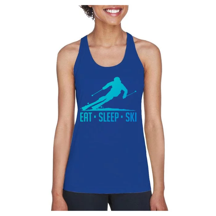 Eat Sleep Ski Skiing Skier Snow Winter Vacation Gift Women's Racerback Tank