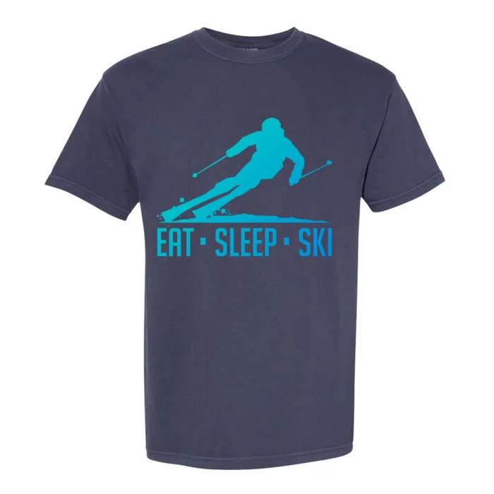 Eat Sleep Ski Skiing Skier Snow Winter Vacation Gift Garment-Dyed Heavyweight T-Shirt