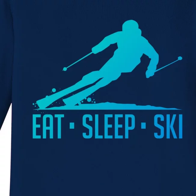 Eat Sleep Ski Skiing Skier Snow Winter Vacation Gift Baby Long Sleeve Bodysuit