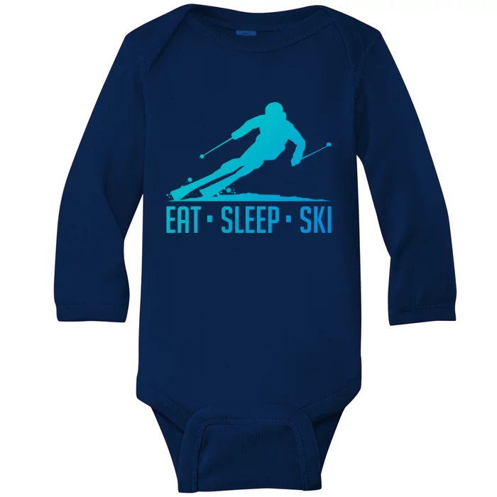 Eat Sleep Ski Skiing Skier Snow Winter Vacation Gift Baby Long Sleeve Bodysuit