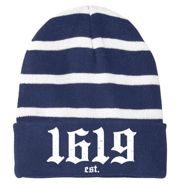 Est 1619 Black African American History Striped Beanie with Solid Band