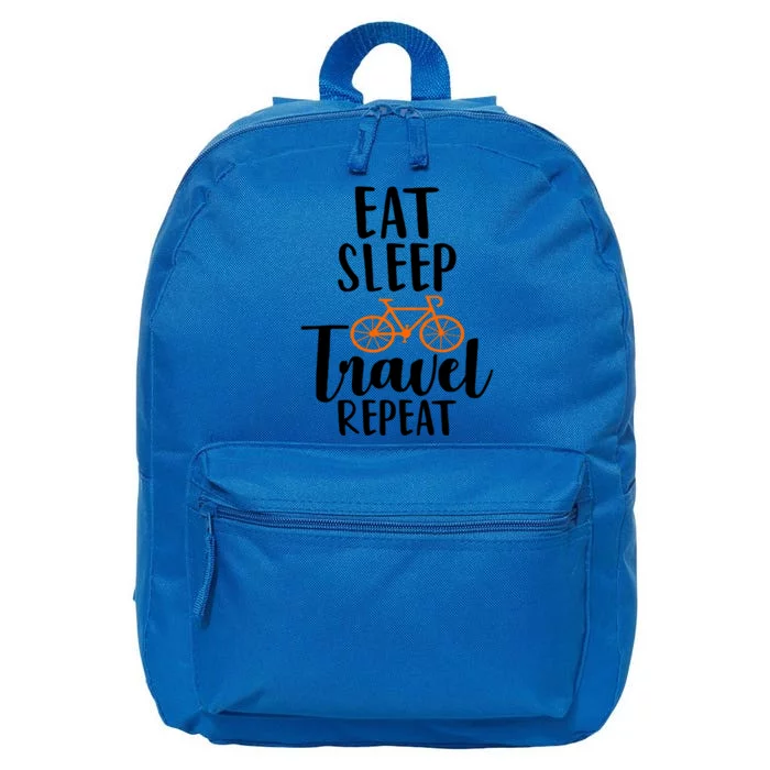 Eat Sleep Travel Repeat Gift Meaningful Gift 16 in Basic Backpack