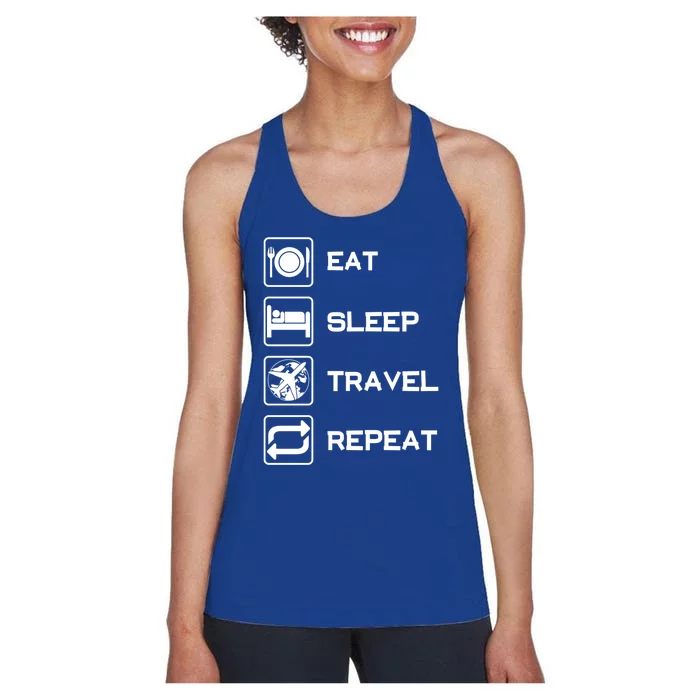 Eat Sleep Travel Repeat Gift Women's Racerback Tank