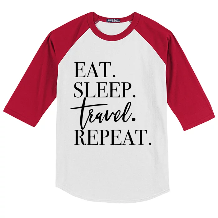 Eat Sleep Travel Repeat Holiday Vacay Gift Kids Colorblock Raglan Jersey