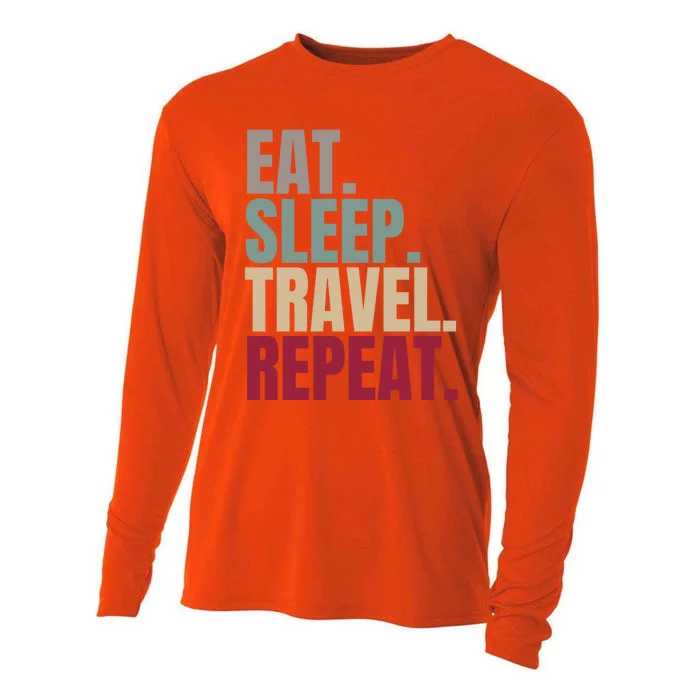 Eat Sleep Travel Repeat Gift Cooling Performance Long Sleeve Crew