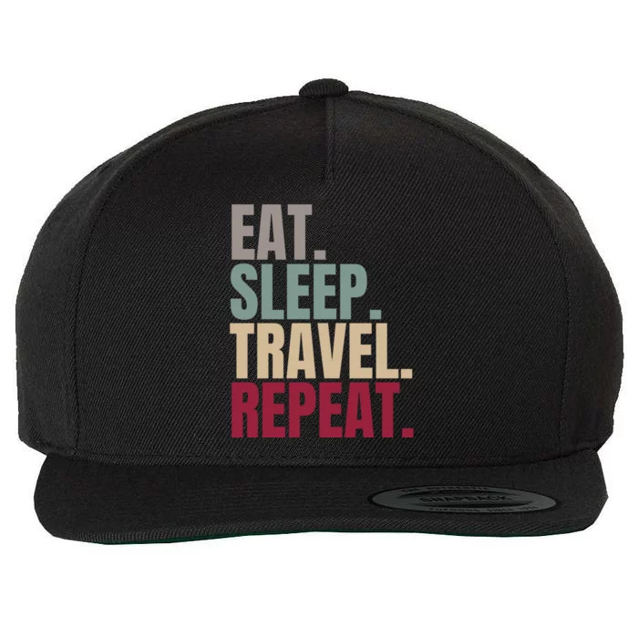 Eat Sleep Travel Repeat Gift Wool Snapback Cap