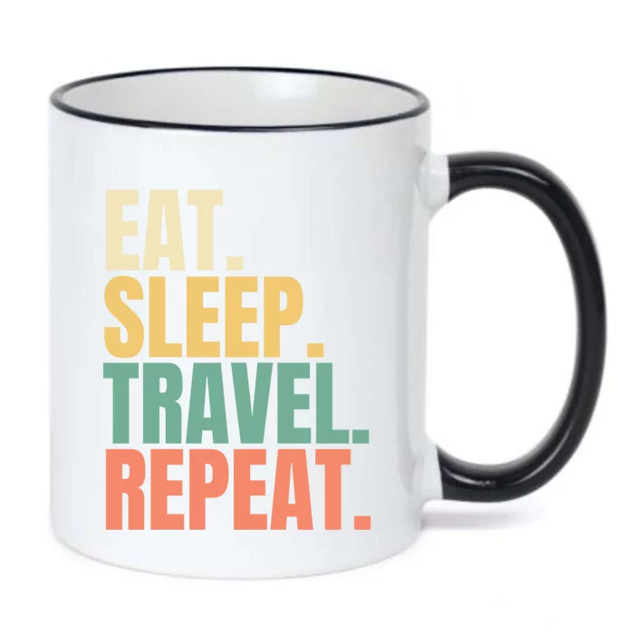 Eat Sleep Travel Repeat Gift Black Color Changing Mug