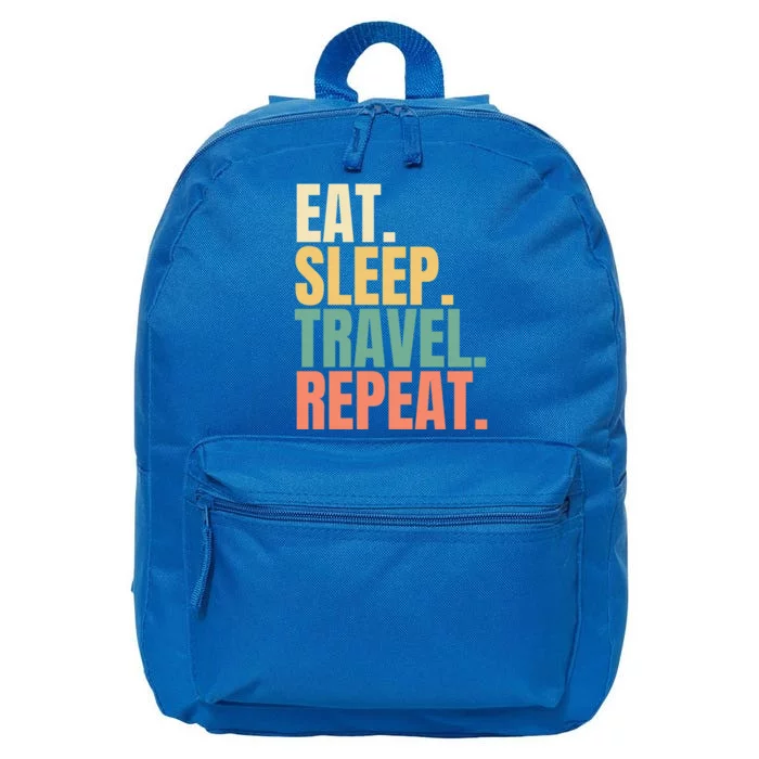 Eat Sleep Travel Repeat Gift 16 in Basic Backpack