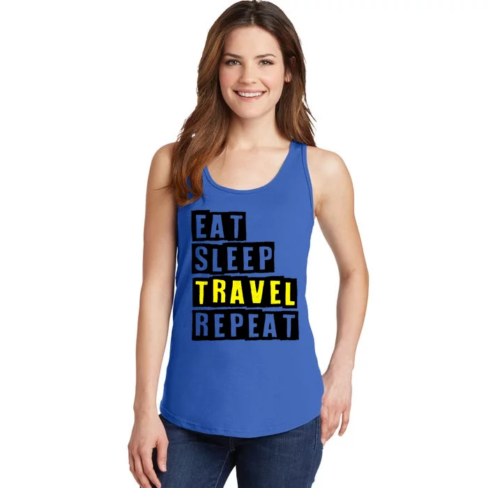 Eat Sleep Travel Repeat Gift Ladies Essential Tank