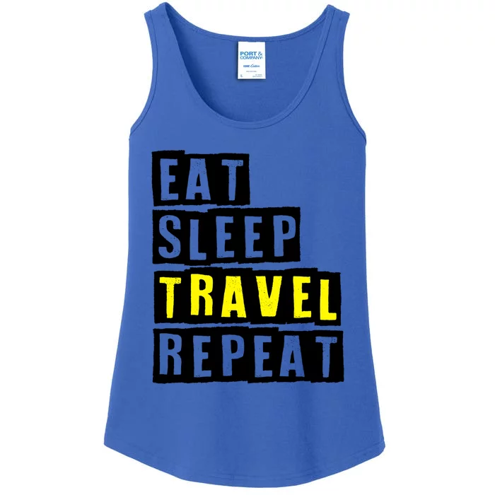 Eat Sleep Travel Repeat Gift Ladies Essential Tank