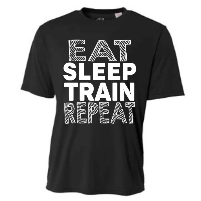 Eat Sleep Train Repeat Cool Gift Funny Gym Workout Cute Gift Cooling Performance Crew T-Shirt