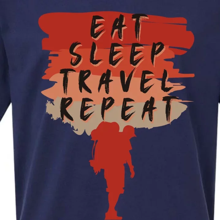 Eat Sleep Travel Repeat Travel Lover Humor Quote Design Gift Sueded Cloud Jersey T-Shirt