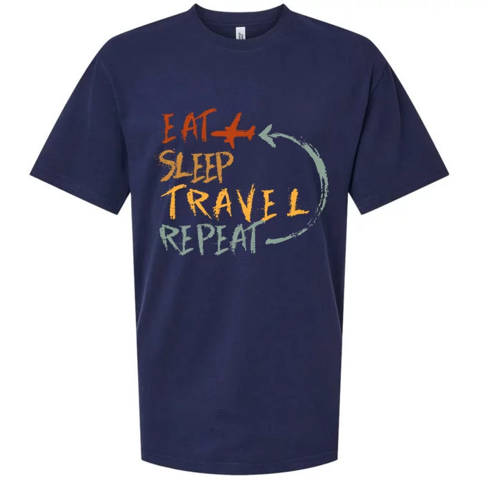 Eat Sleep Travel Repeat Travel Lover Humor Quote Design Gift Sueded Cloud Jersey T-Shirt