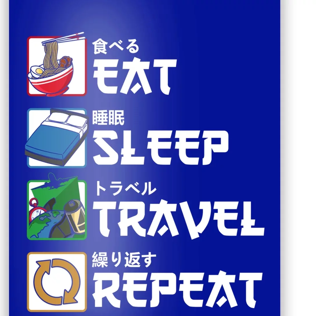 Eat Sleep Travel Repeat Japanese Traveler Gift Poster