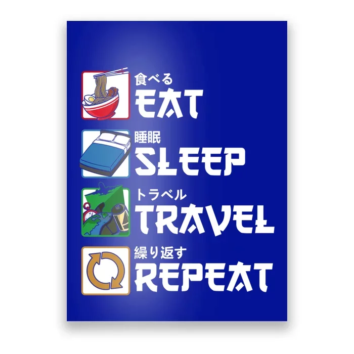 Eat Sleep Travel Repeat Japanese Traveler Gift Poster