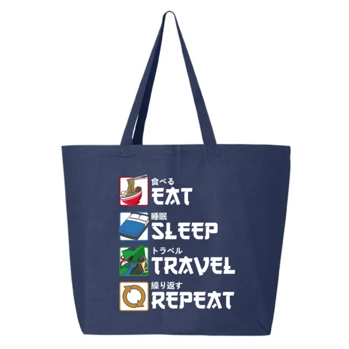 Eat Sleep Travel Repeat Japanese Traveler Gift 25L Jumbo Tote