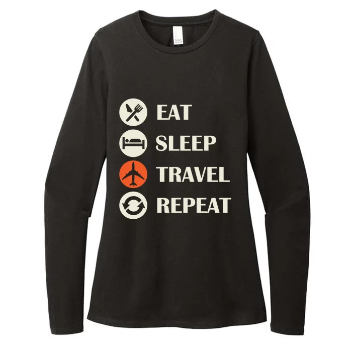 Eat Sleep Travel Repeat Long Distance Traveling Vacations Great Gift Womens CVC Long Sleeve Shirt