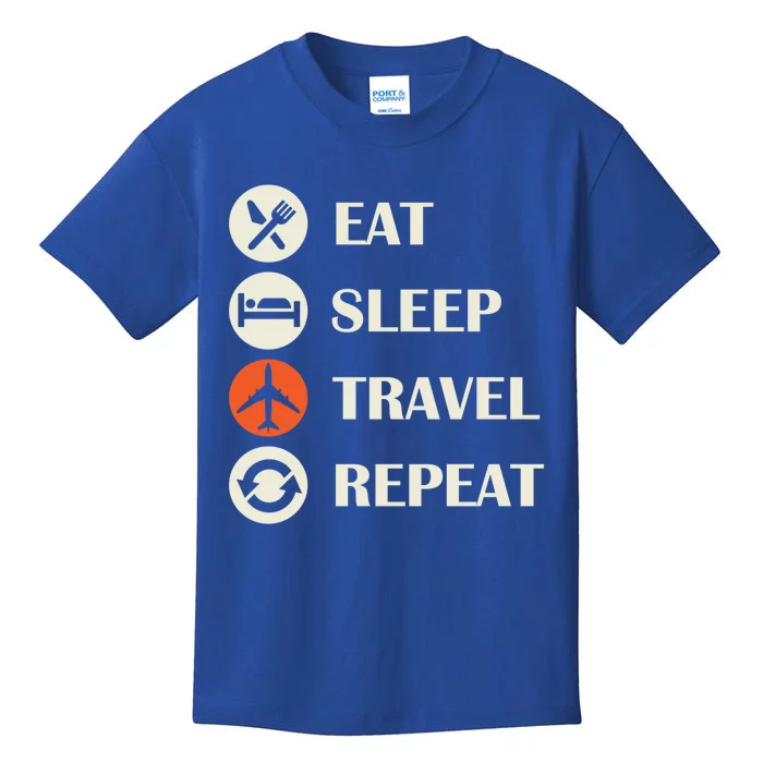 Eat Sleep Travel Repeat Long Distance Traveling Vacations Great Gift Kids T-Shirt