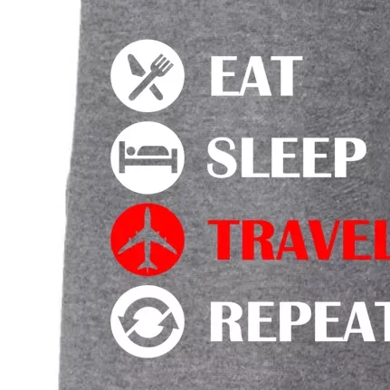 Eat Sleep Travel Repeat Long Distance Traveling Vacations Funny Gift Doggie 3-End Fleece Hoodie