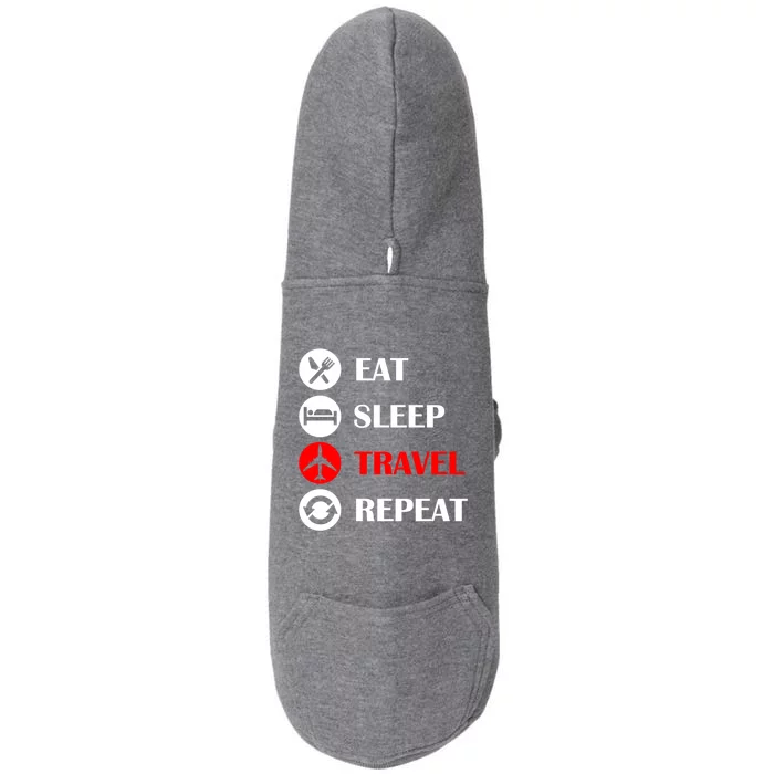 Eat Sleep Travel Repeat Long Distance Traveling Vacations Funny Gift Doggie 3-End Fleece Hoodie