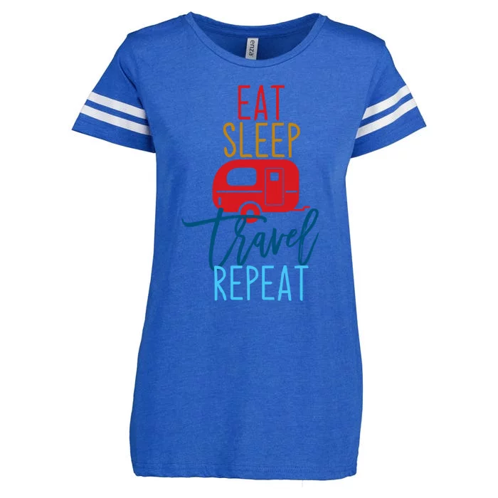 Eat Sleep Travel Repeat Travel Lover Humor Quote Design Great Gift Enza Ladies Jersey Football T-Shirt