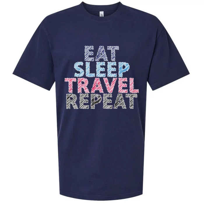 Eat Sleep Travel Repeat Gift Sueded Cloud Jersey T-Shirt