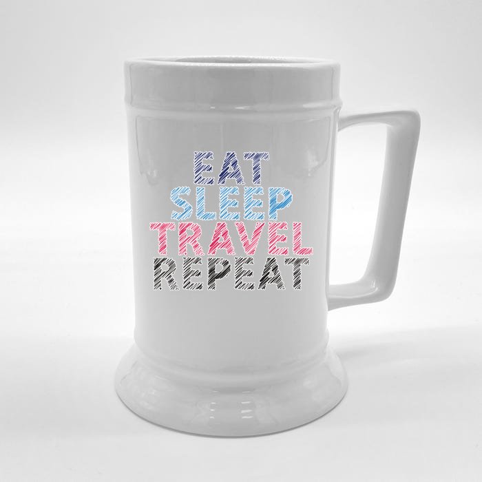 Eat Sleep Travel Repeat Gift Front & Back Beer Stein