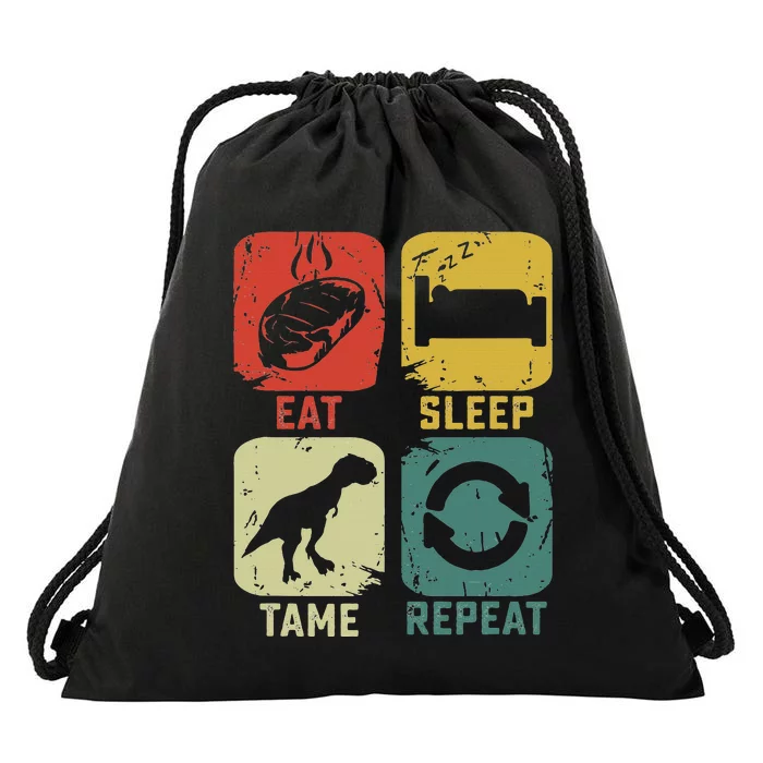 Eat Sleep Tame Repeat Dinosaur Gaming Geek Gamer Drawstring Bag