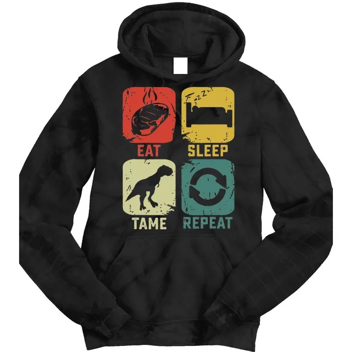 Eat Sleep Tame Repeat Dinosaur Gaming Geek Gamer Tie Dye Hoodie