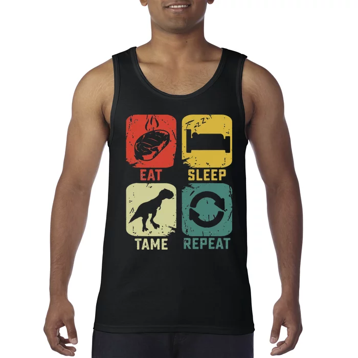 Eat Sleep Tame Repeat Dinosaur Gaming Geek Gamer Tank Top