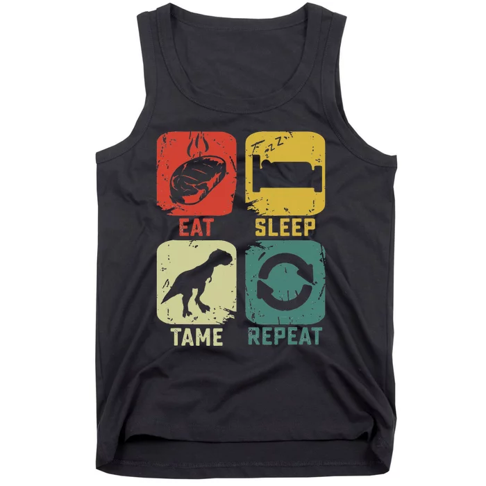 Eat Sleep Tame Repeat Dinosaur Gaming Geek Gamer Tank Top