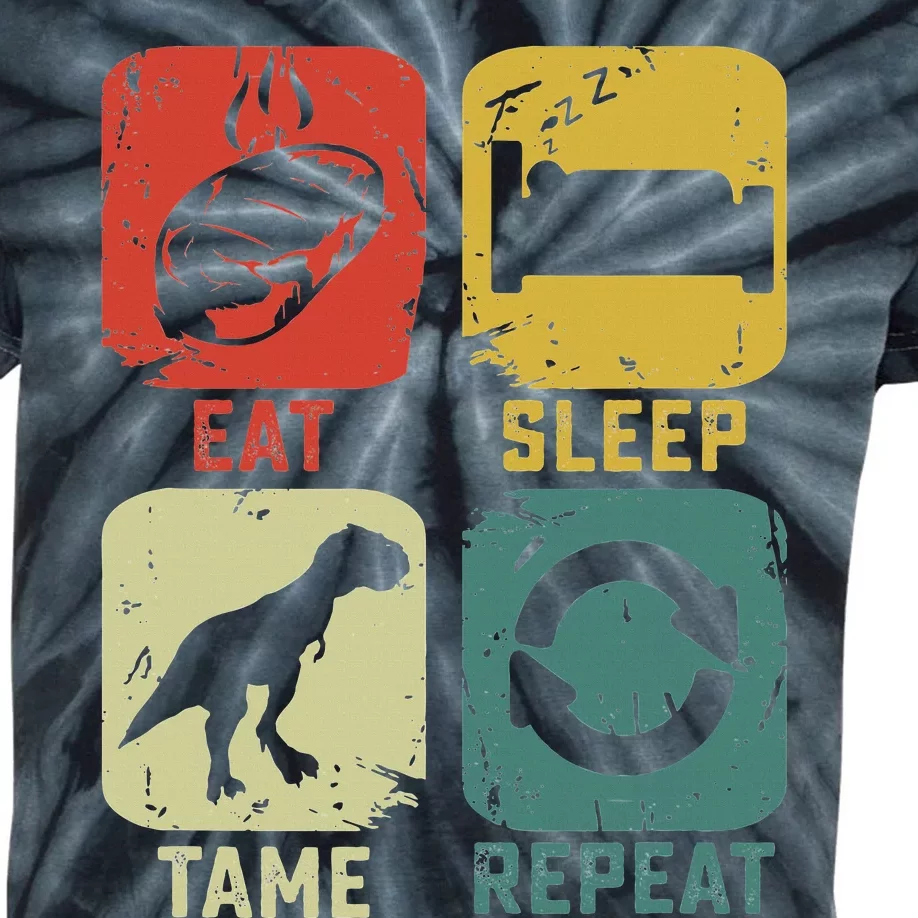 Eat Sleep Tame Repeat Dinosaur Gaming Geek Gamer Kids Tie-Dye T-Shirt