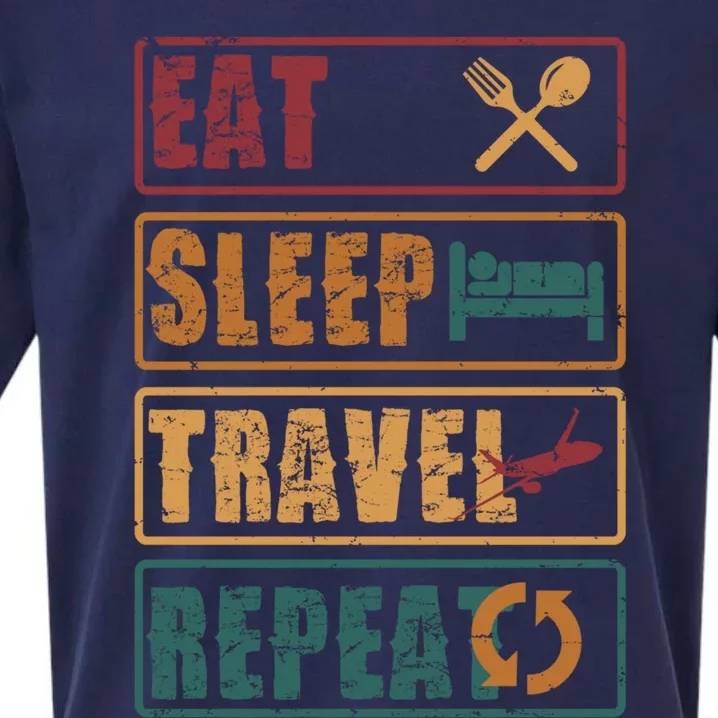 Eat Sleep Travel Repeat Travel Lover Humor Quote Design Gift Sueded Cloud Jersey T-Shirt