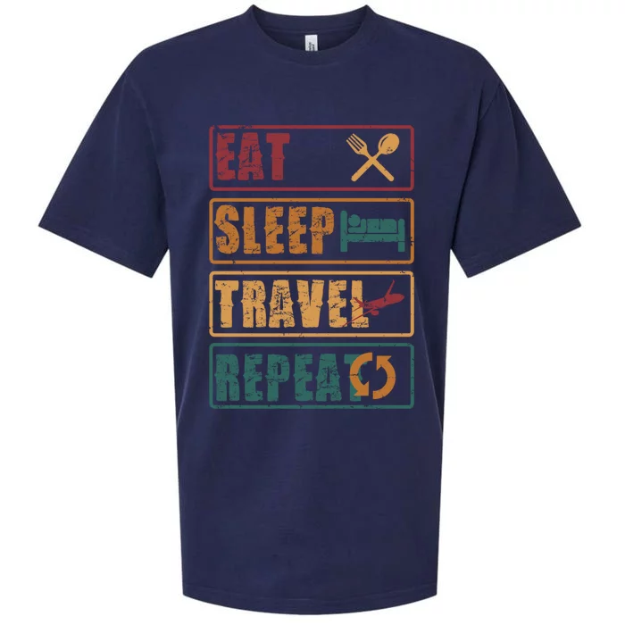 Eat Sleep Travel Repeat Travel Lover Humor Quote Design Gift Sueded Cloud Jersey T-Shirt