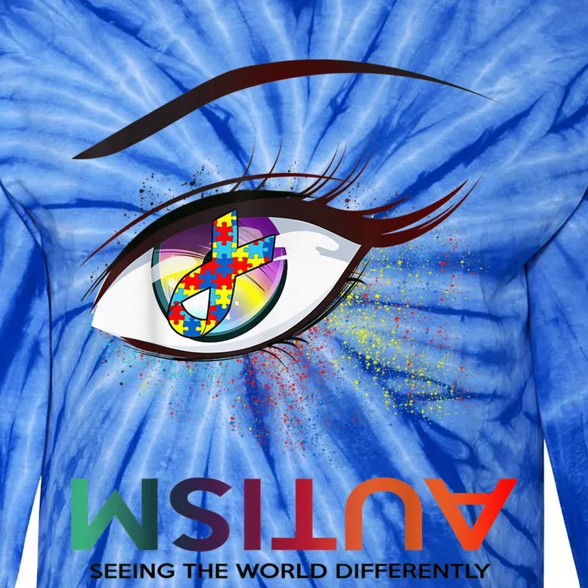 Eye Seeing The World Differently Autistic Autism Awareness Tie-Dye Long Sleeve Shirt