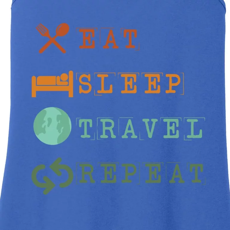 Eat Sleep Travel Repeat Travel Lover Humor Quote Design Great Gift Ladies Essential Tank