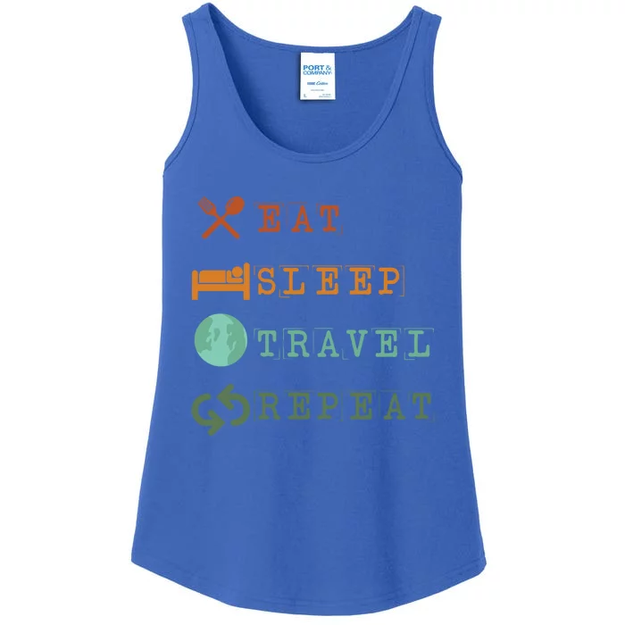 Eat Sleep Travel Repeat Travel Lover Humor Quote Design Great Gift Ladies Essential Tank