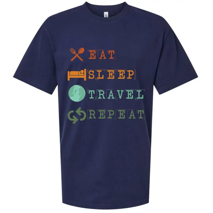 Eat Sleep Travel Repeat Travel Lover Humor Quote Design Great Gift Sueded Cloud Jersey T-Shirt