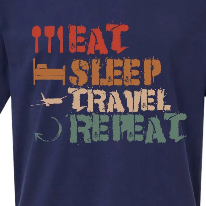 Eat Sleep Travel Repeat Travel Lover Humor Quote Design Cool Gift Sueded Cloud Jersey T-Shirt