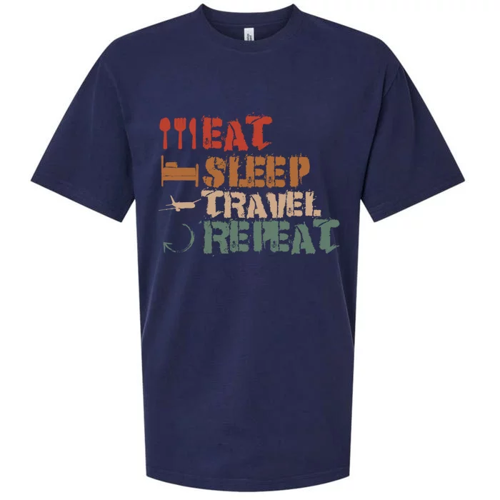 Eat Sleep Travel Repeat Travel Lover Humor Quote Design Cool Gift Sueded Cloud Jersey T-Shirt