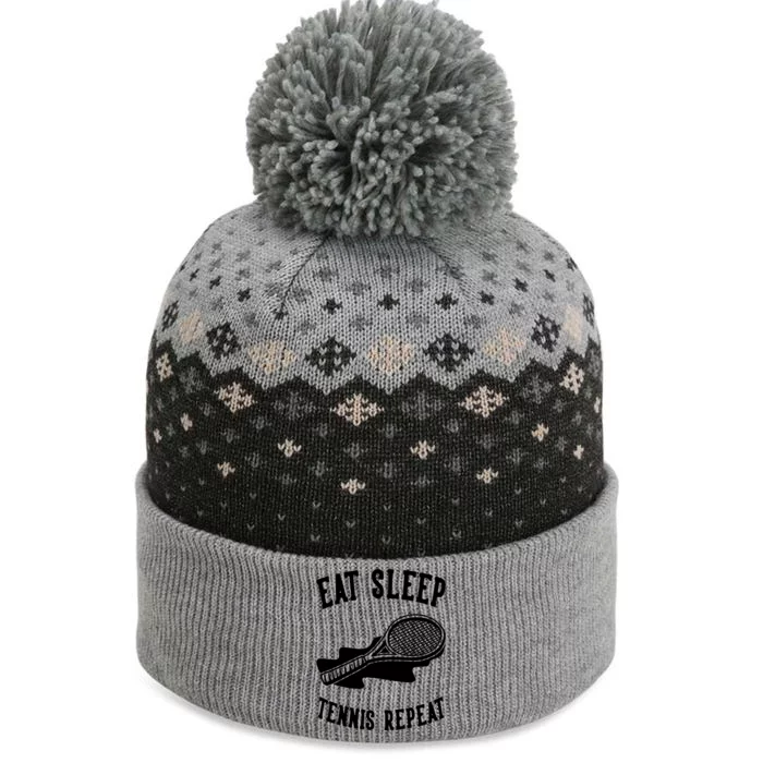 Eat Sleep Tennis Repeat Gift The Baniff Cuffed Pom Beanie