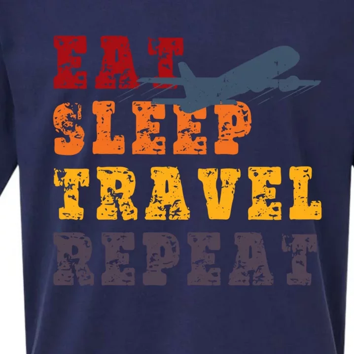 Eat Sleep Travel Repeat Travel Lover Humor Quote Design Great Gift Sueded Cloud Jersey T-Shirt