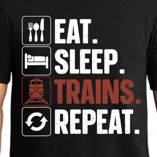 Eat Sleep Trains Repeat Funny Train Locomotive Driver Pajama Set