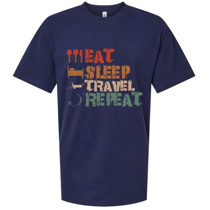 Eat Sleep Travel Repeat Travel Lover Humor Quote Design Gift Sueded Cloud Jersey T-Shirt